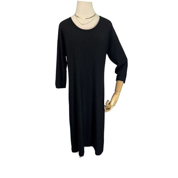 Soft Surroundings Size Small Black Shift Dress 3/4 Sleeve Soft Rayon Blend - Picture 12 of 12
